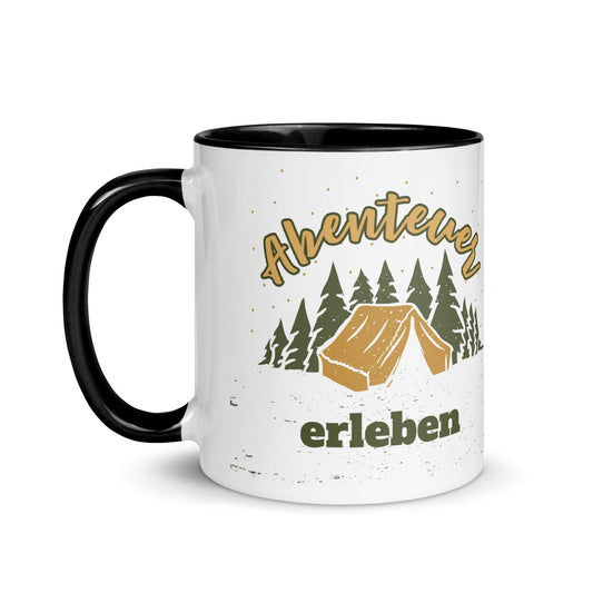 Abenteuer erleben - Zelten heisst Natur geniessen - Tasse mit farbiger Innenseite - MOANDO-SHOP - Tassen