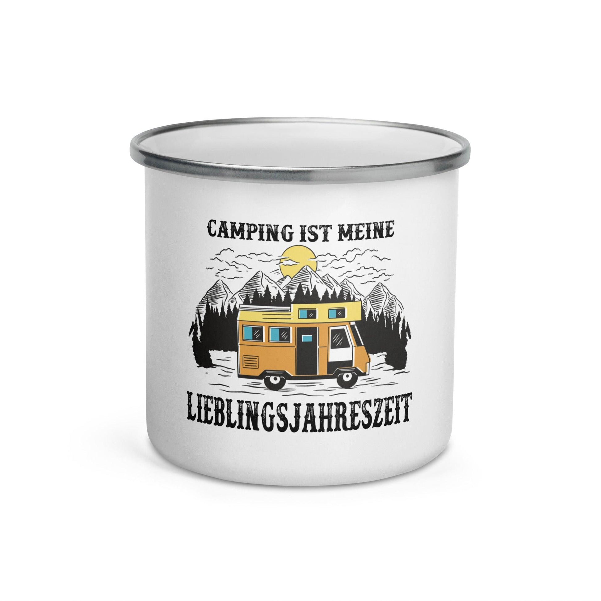 Campen ist meine Lieblingsjahreszeit - Emailletasse - MOANDO-SHOP - Emallietassen