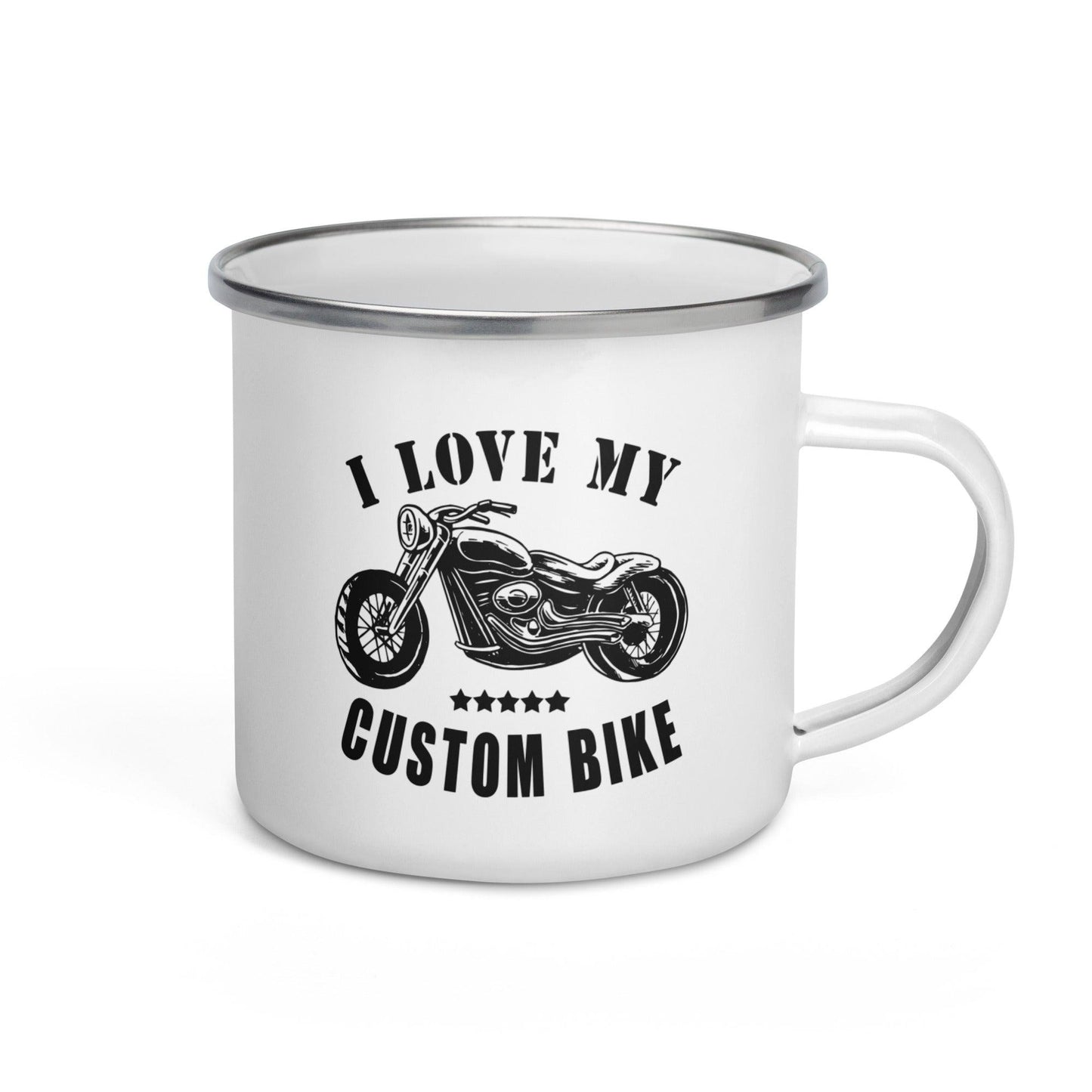 i love my custom bike - ich liebe mein custom-bike - emailletasse - moando-shop - emallietassen