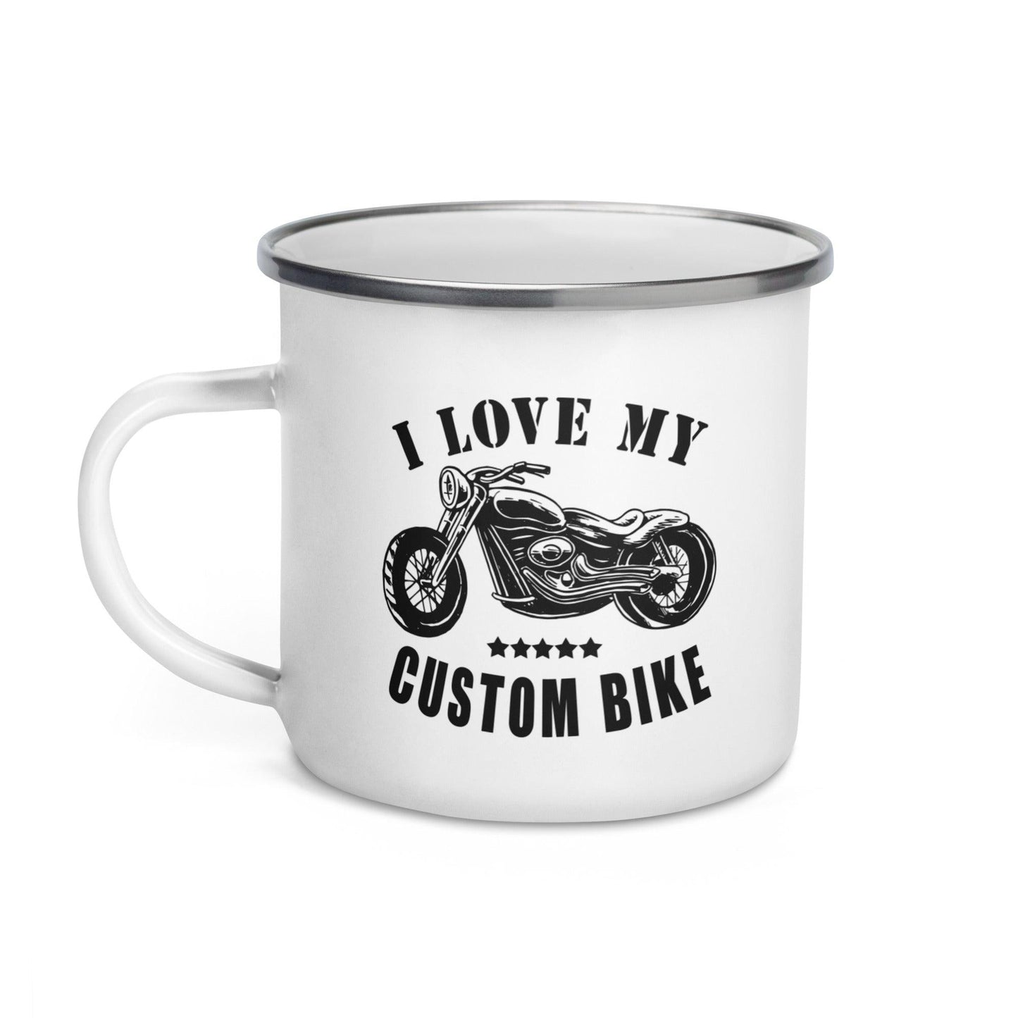 i love my custom bike - ich liebe mein custom-bike - emailletasse - moando-shop - emallietassen