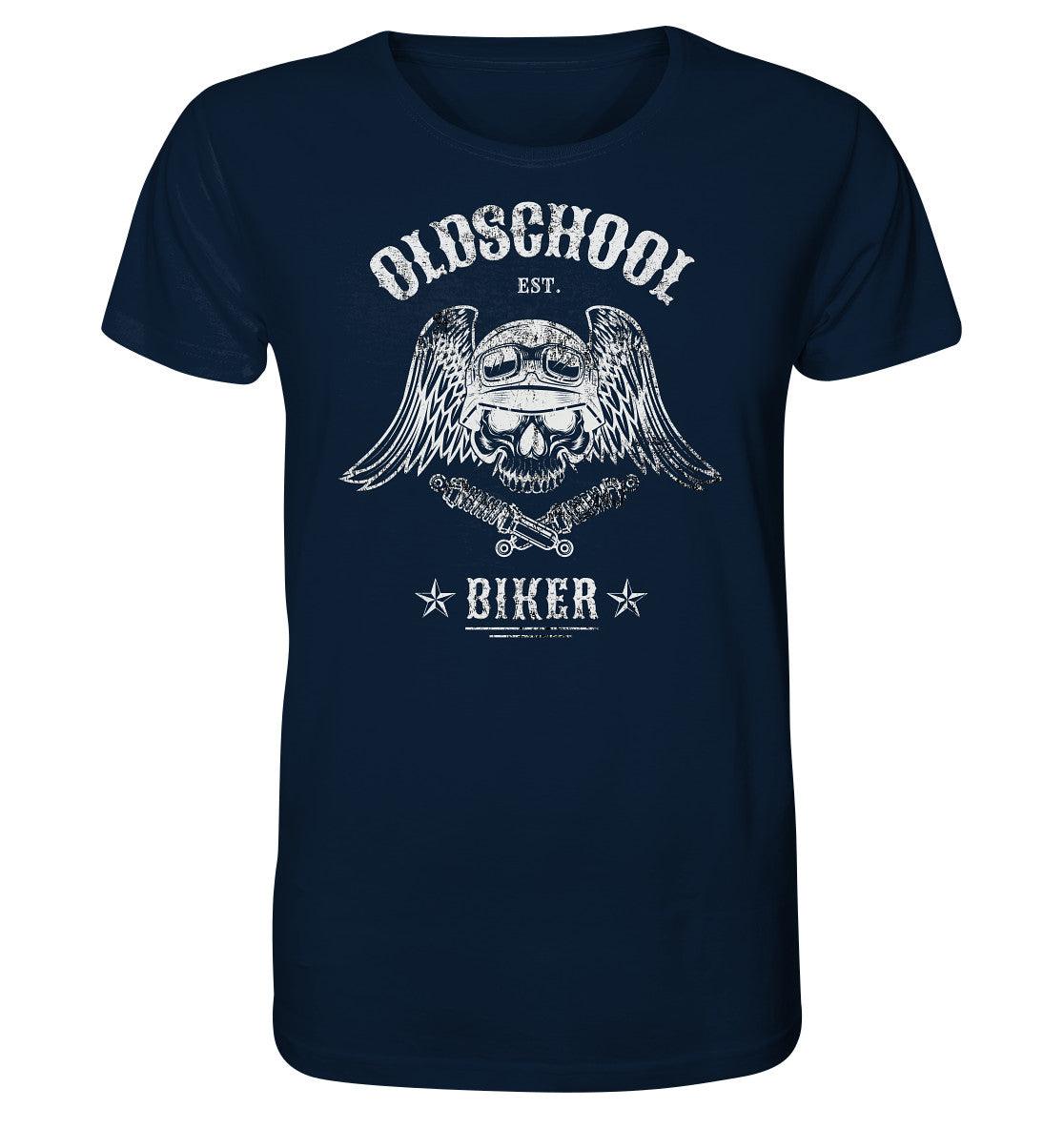 oldschool biker - motorradfahrer der alten schule - organic shirt - moando-shop - unisex-shirts