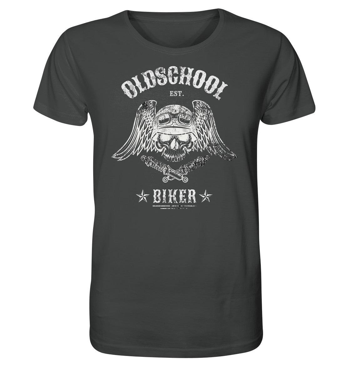 oldschool biker - motorradfahrer der alten schule - organic shirt - moando-shop - unisex-shirts