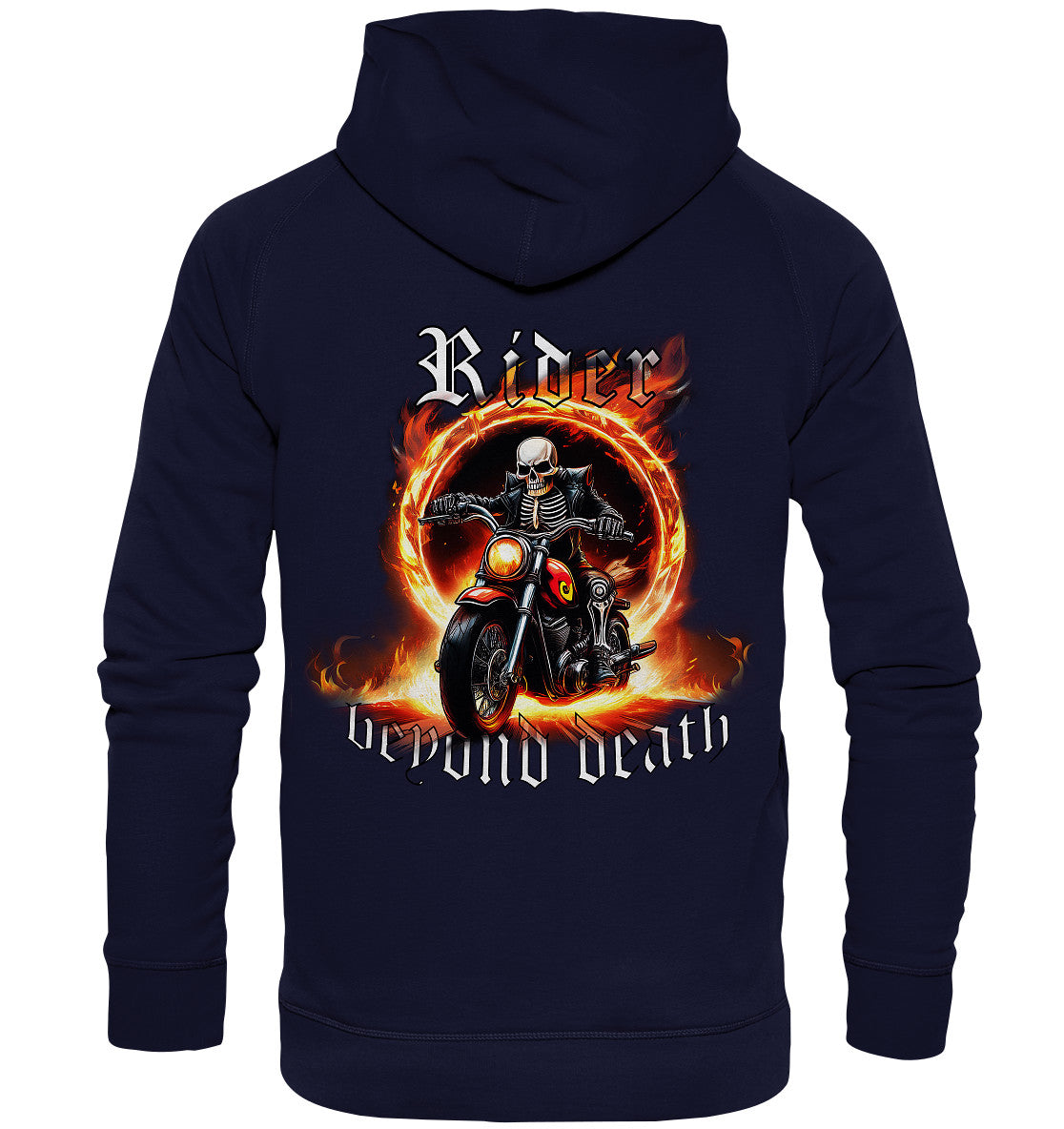 rider beyond death - fahrer (reiter) über den tod hinaus - rückendruck - basic unisex hoodie clothing tops clothing tops basic unisex hoodie,motorrad