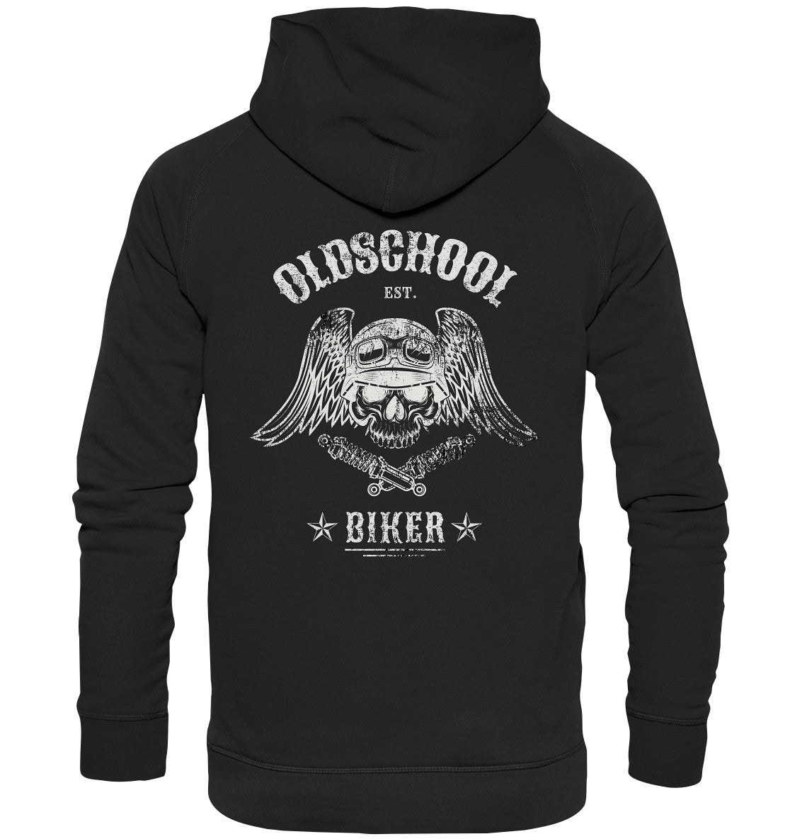 oldschool biker - motorradfahrer der alten schule - rückendruck - basic unisex hoodie