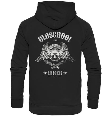 Oldschool Biker - Motorradfahrer der Alten Schule - Rückendruck - Basic Unisex Hoodie