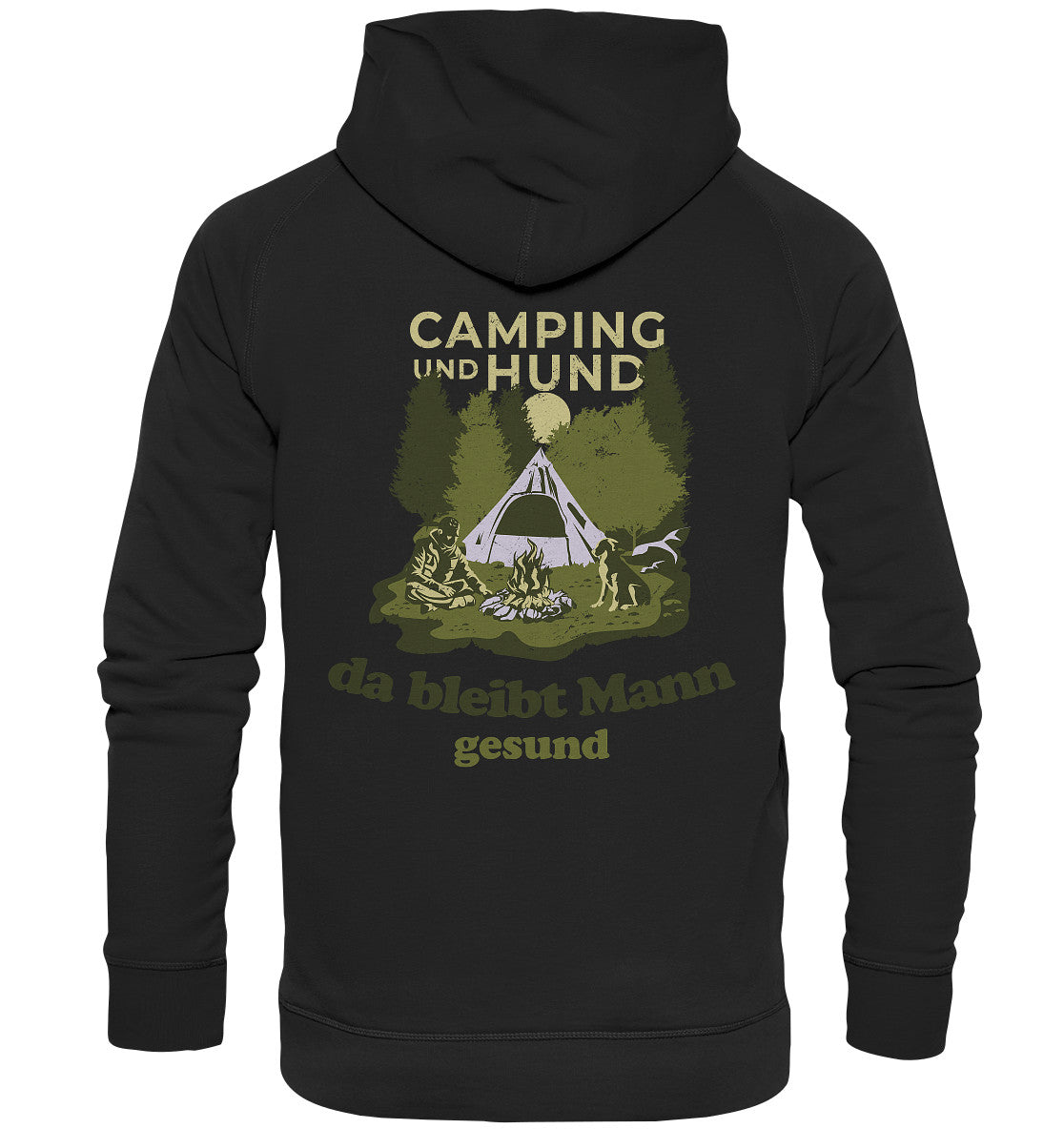 camping und hund, da bleibt mann gesund - basic unisex hoodie