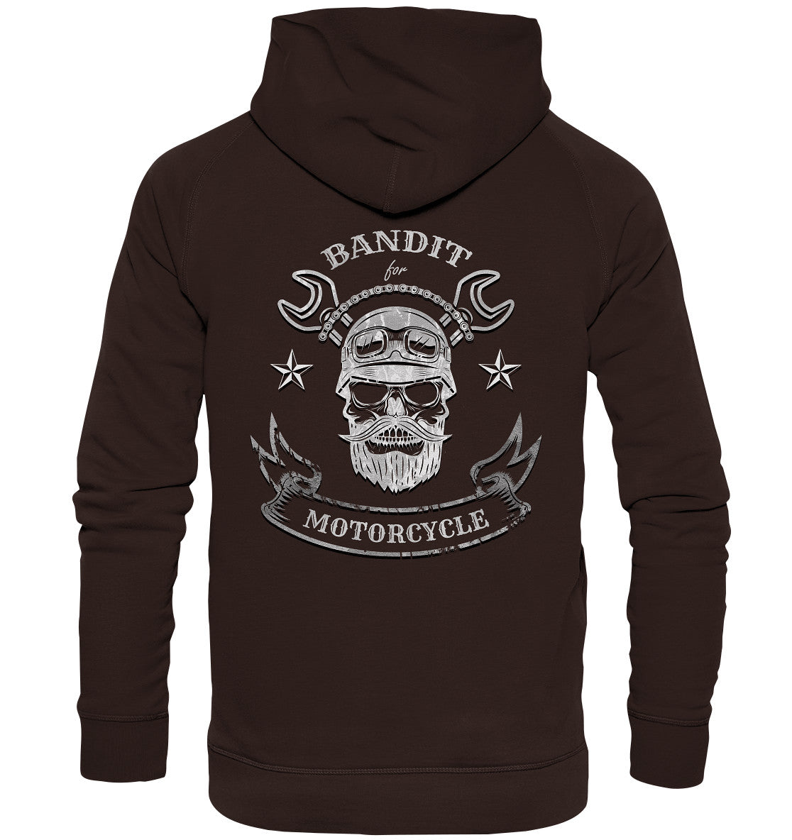 bandit for motorcycle - bandit auf dem  motorrad - rückendruck - basic unisex hoodie