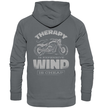 therapy is expensive wind is cheap - Motorrad - Rückendruck - Basic Unisex Hoodie Clothing Tops Basic Unisex Hoodie Hoodies