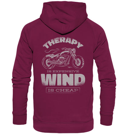 therapy is expensive wind is cheap - Motorrad - Rückendruck - Basic Unisex Hoodie Clothing Tops Basic Unisex Hoodie Hoodies