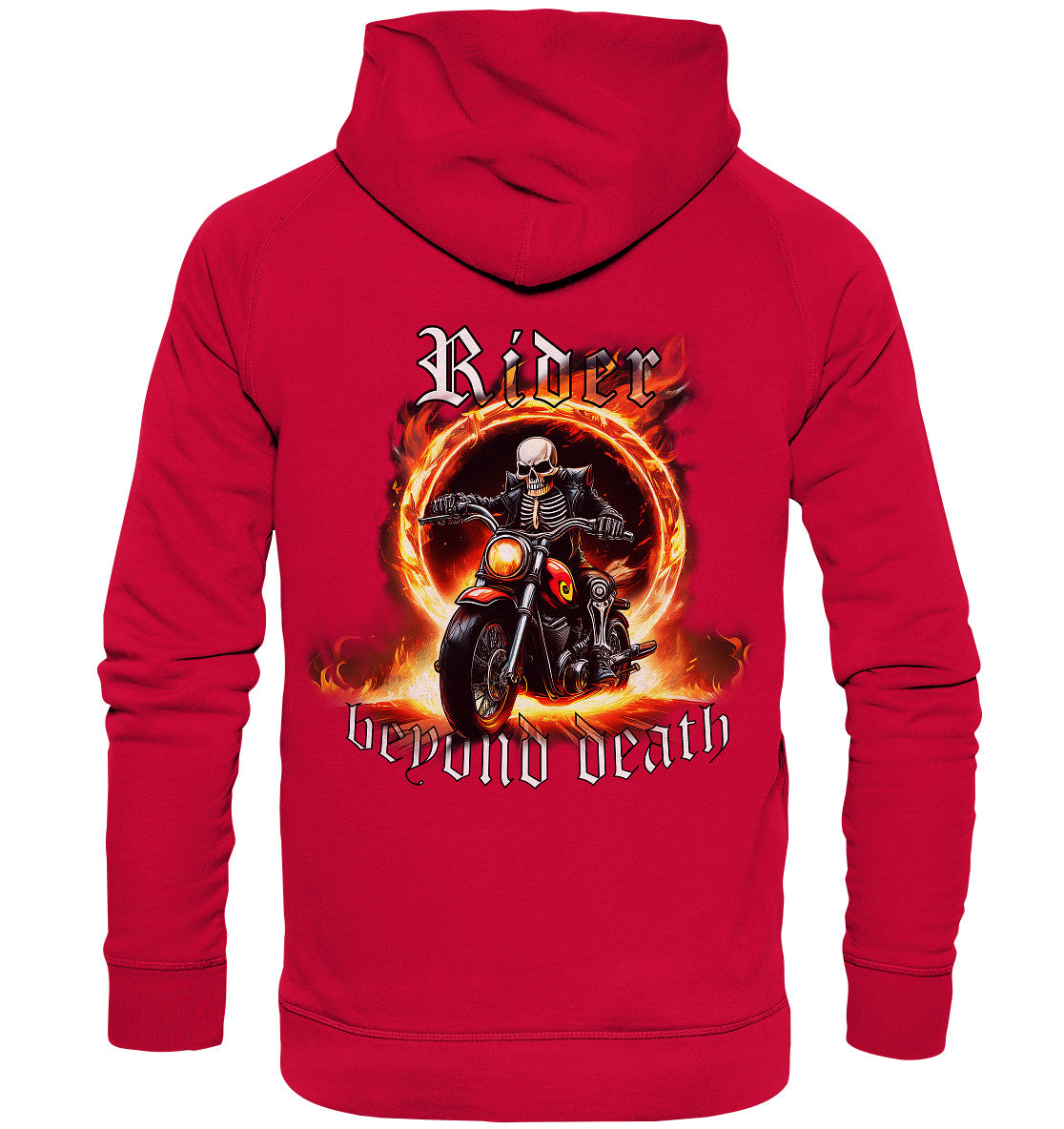 rider beyond death - fahrer (reiter) über den tod hinaus - rückendruck - basic unisex hoodie clothing tops clothing tops basic unisex hoodie,motorrad