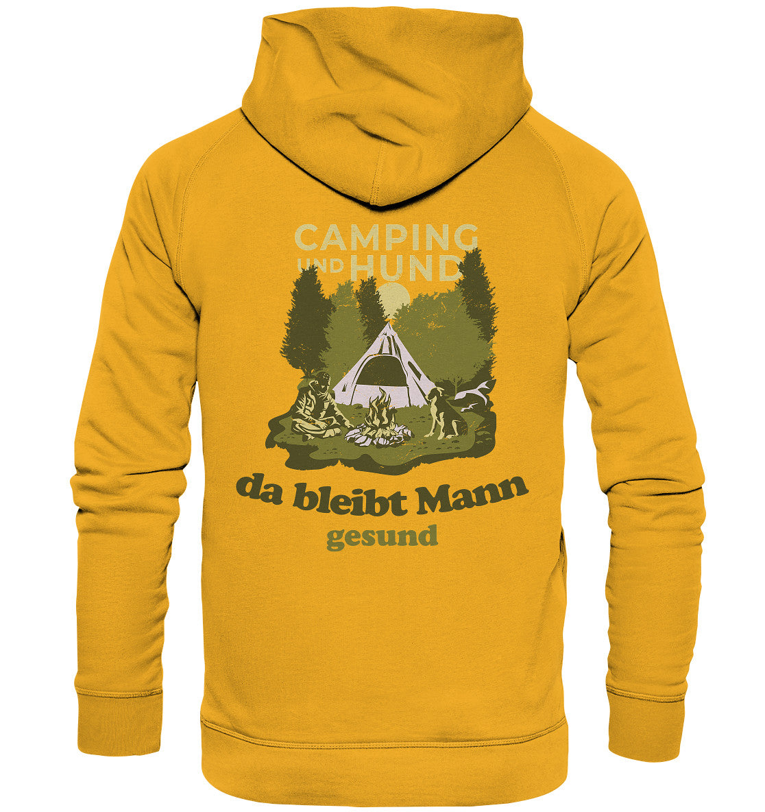 camping und hund, da bleibt mann gesund - basic unisex hoodie