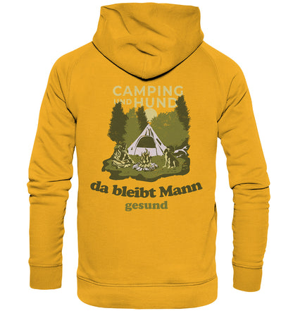 Camping und Hund, da bleibt Mann gesund - Basic Unisex Hoodie