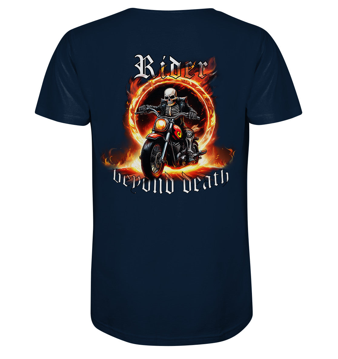 rider beyond death - fahrer (reiter) über den tod hinaus - mit rückendruck - organic shirt