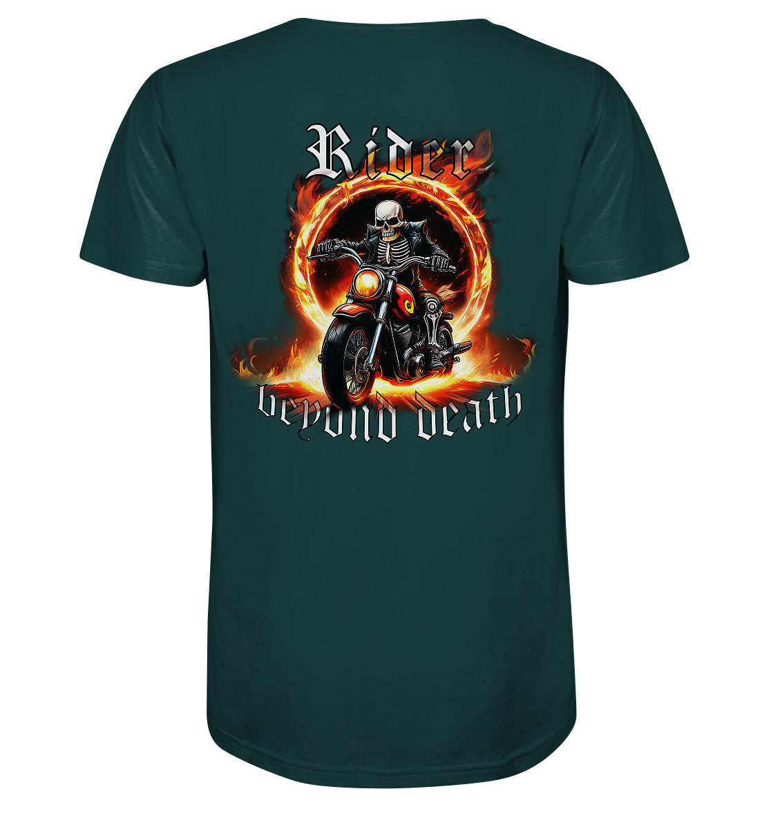 rider beyond death - fahrer (reiter) über den tod hinaus - mit rückendruck - organic shirt