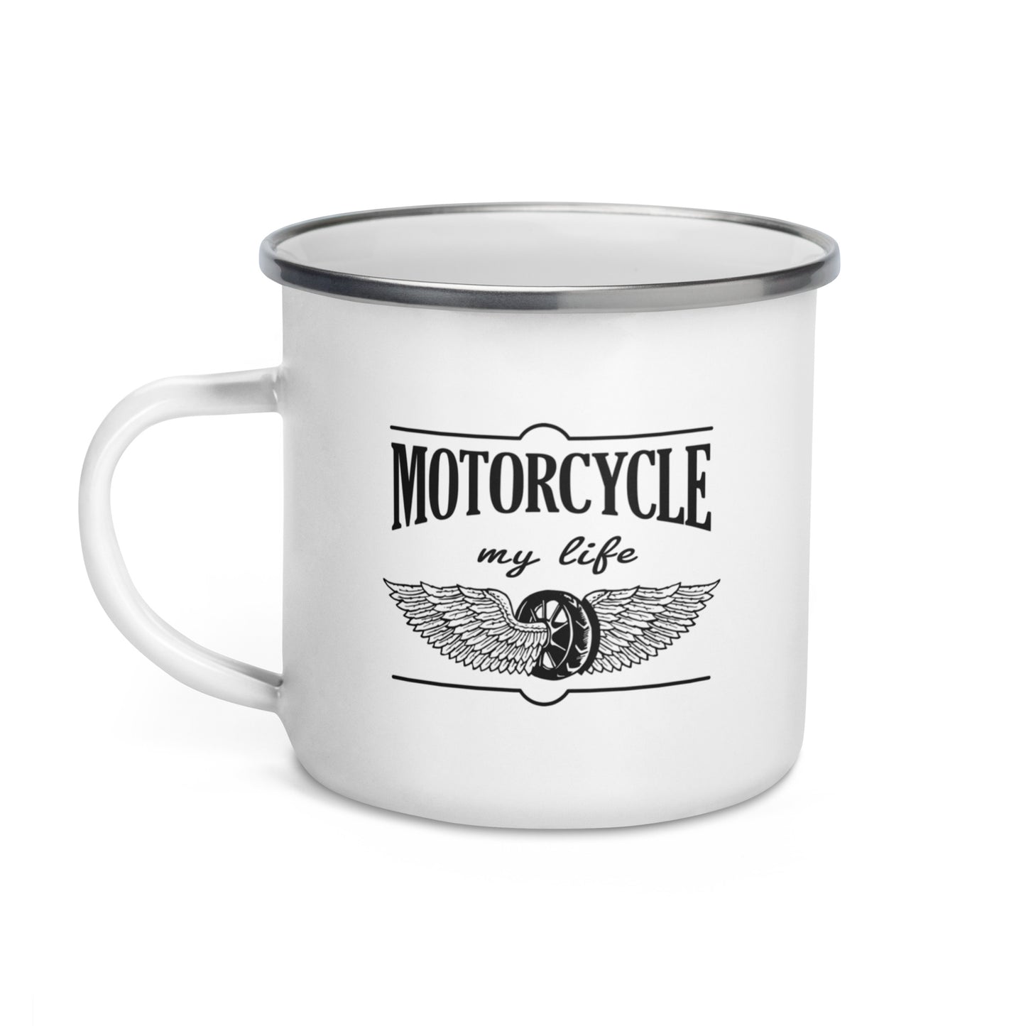 motorcycle, my life - motorrad, mein leben - emallietasse