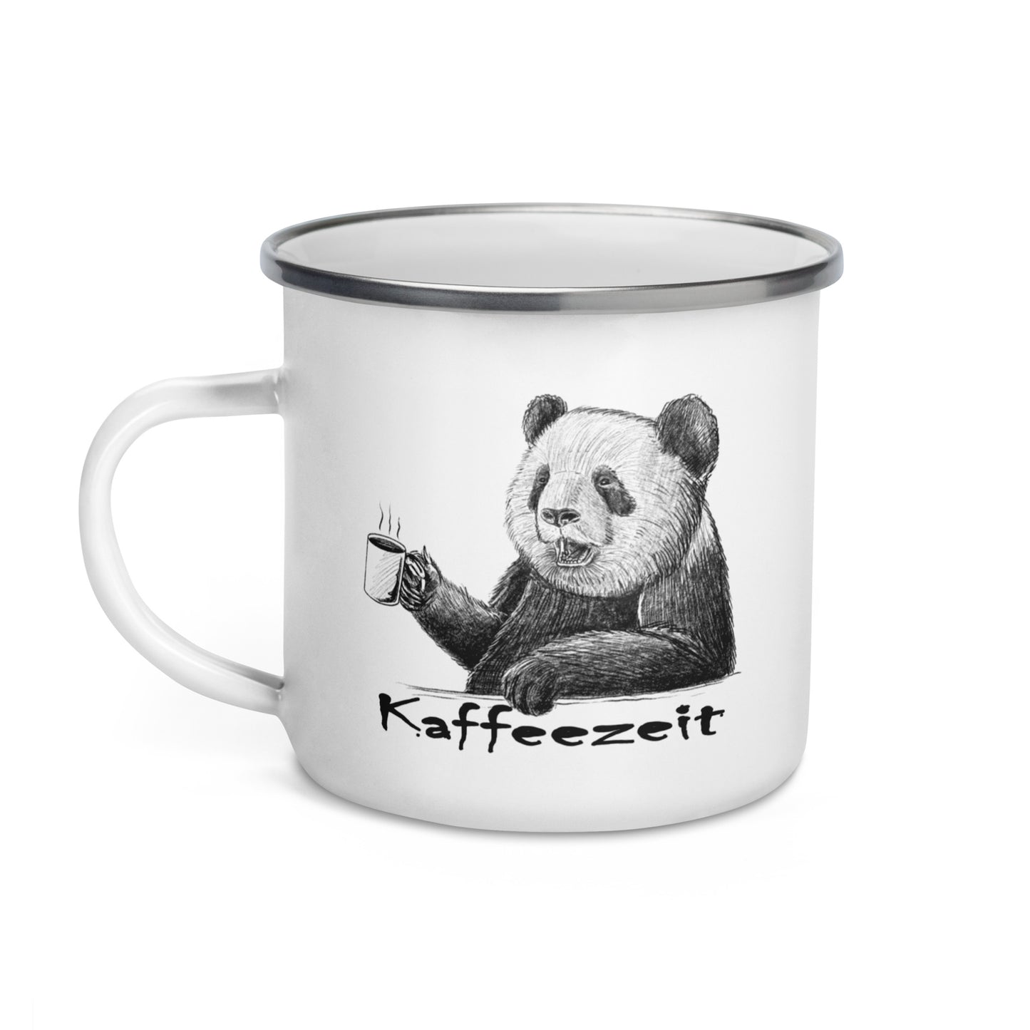 kaffeezeit - pandabär - emailletasse