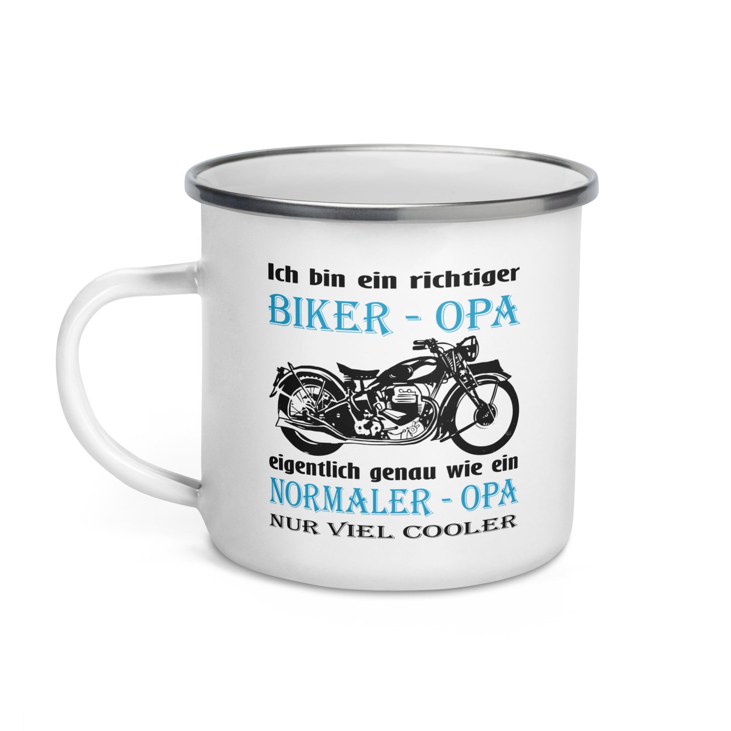 ich bin ein richtiger biker-opa, eigentlich genau wie ein normaler opa nur viel cooler - emailletasse