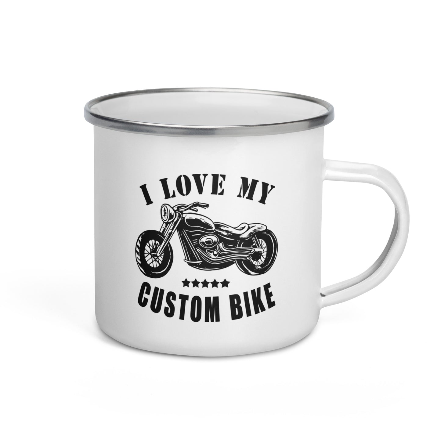 i love my custom bike - ich liebe mein custom-bike - emailletasse