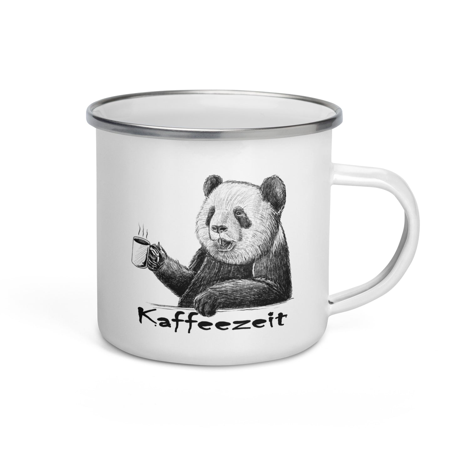 kaffeezeit - pandabär - emailletasse