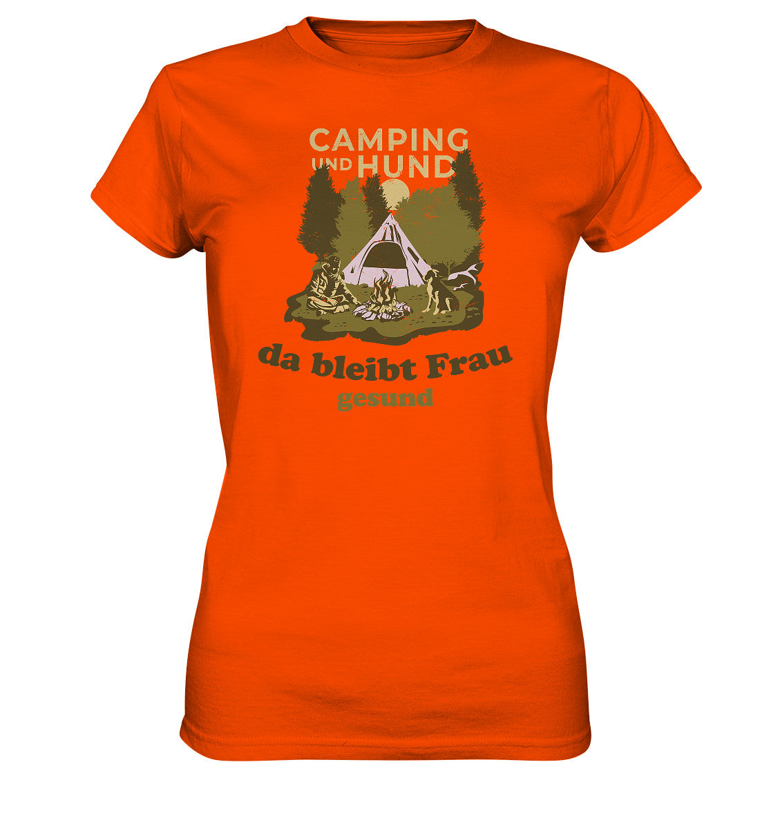 camping und hund, da bleibt frau gesund - ladies premium shirt