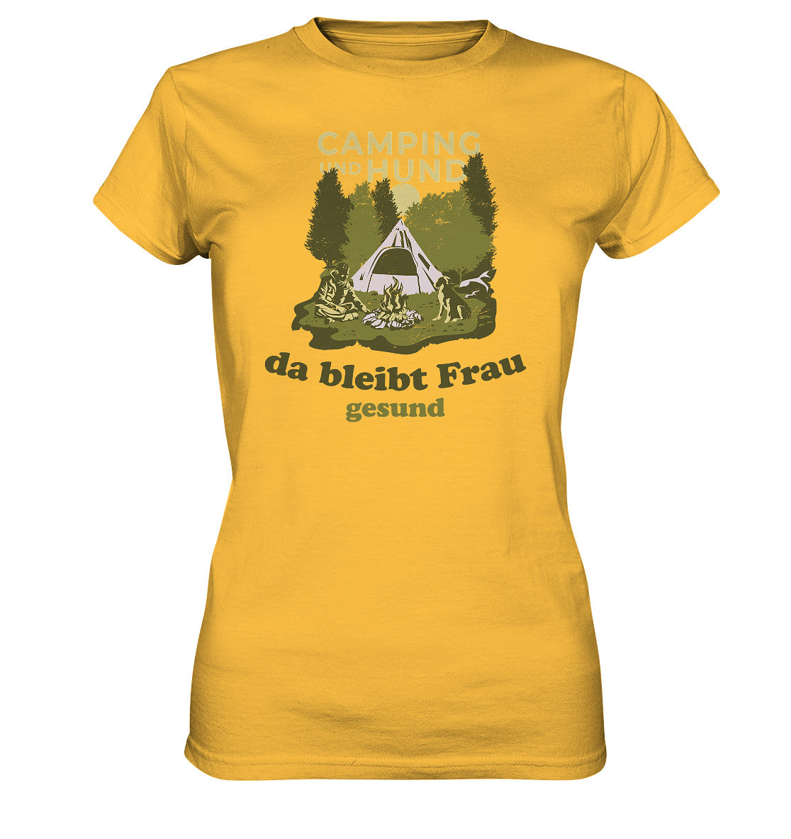 camping und hund, da bleibt frau gesund - ladies premium shirt