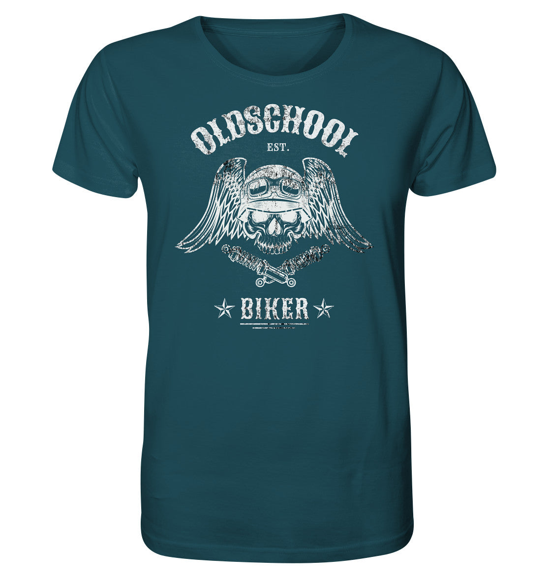 oldschool biker - motorradfahrer der alten schule - organic shirt