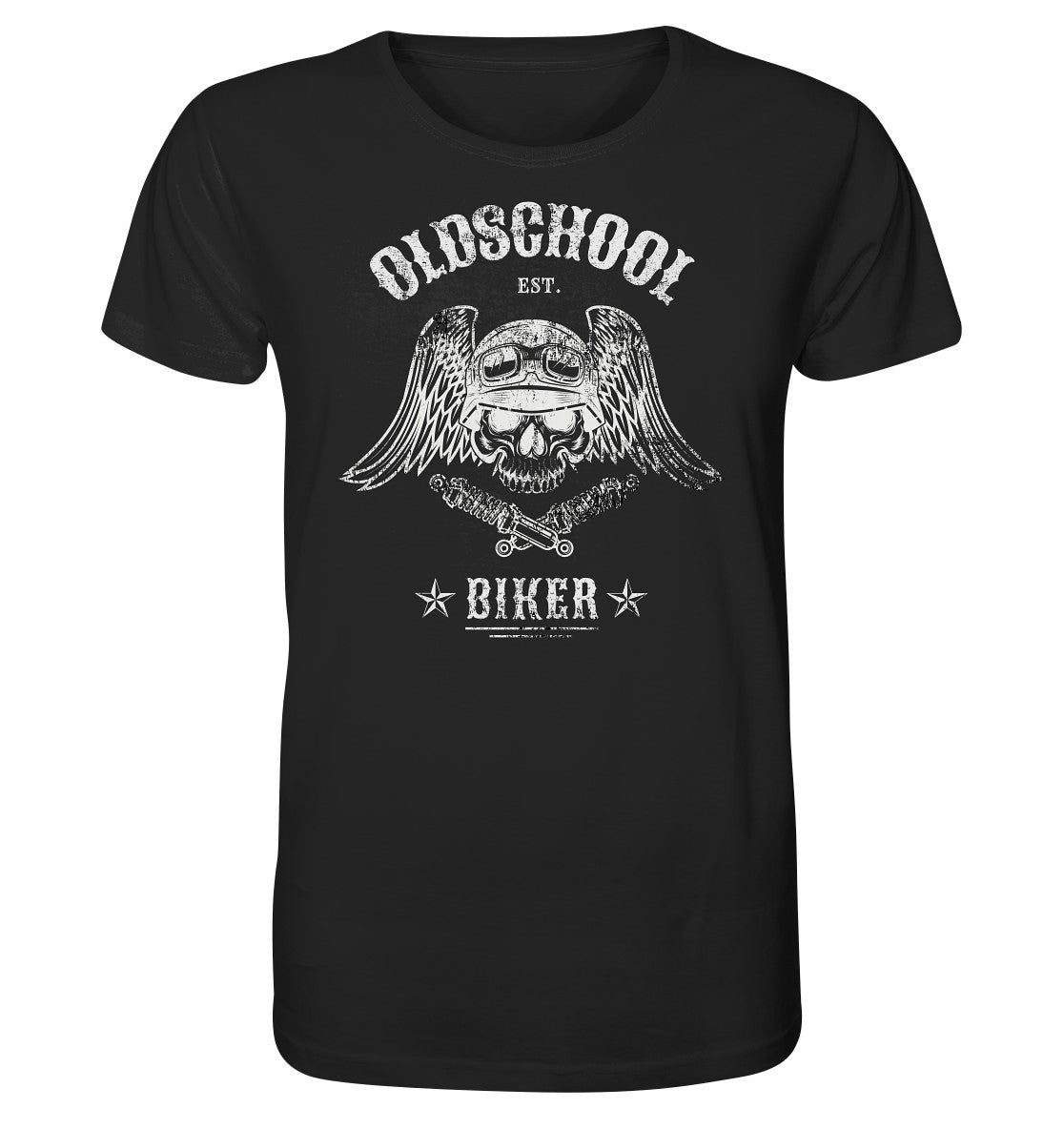 oldschool biker - motorradfahrer der alten schule - organic shirt