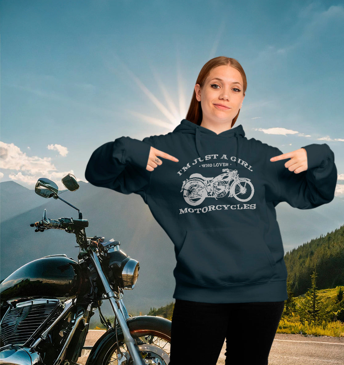 i´m just a girl who loves motorcycles - damen - bike - motorrad - basic unisex hoodie