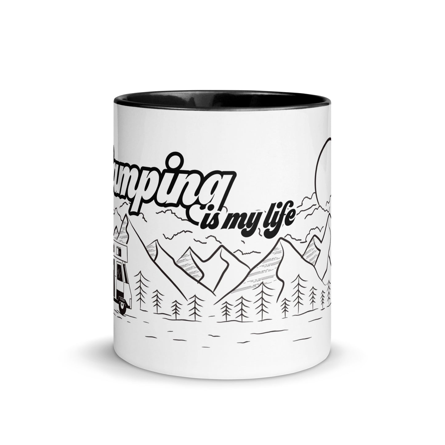 camping is my life - campen ist mein leben - tasse mit farbiger innenseite