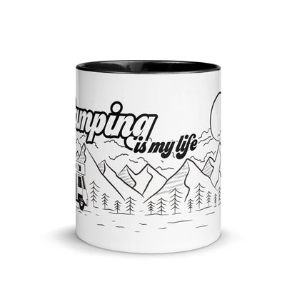 Camping is my life - Campen ist mein Leben - Tasse mit farbiger Innenseite