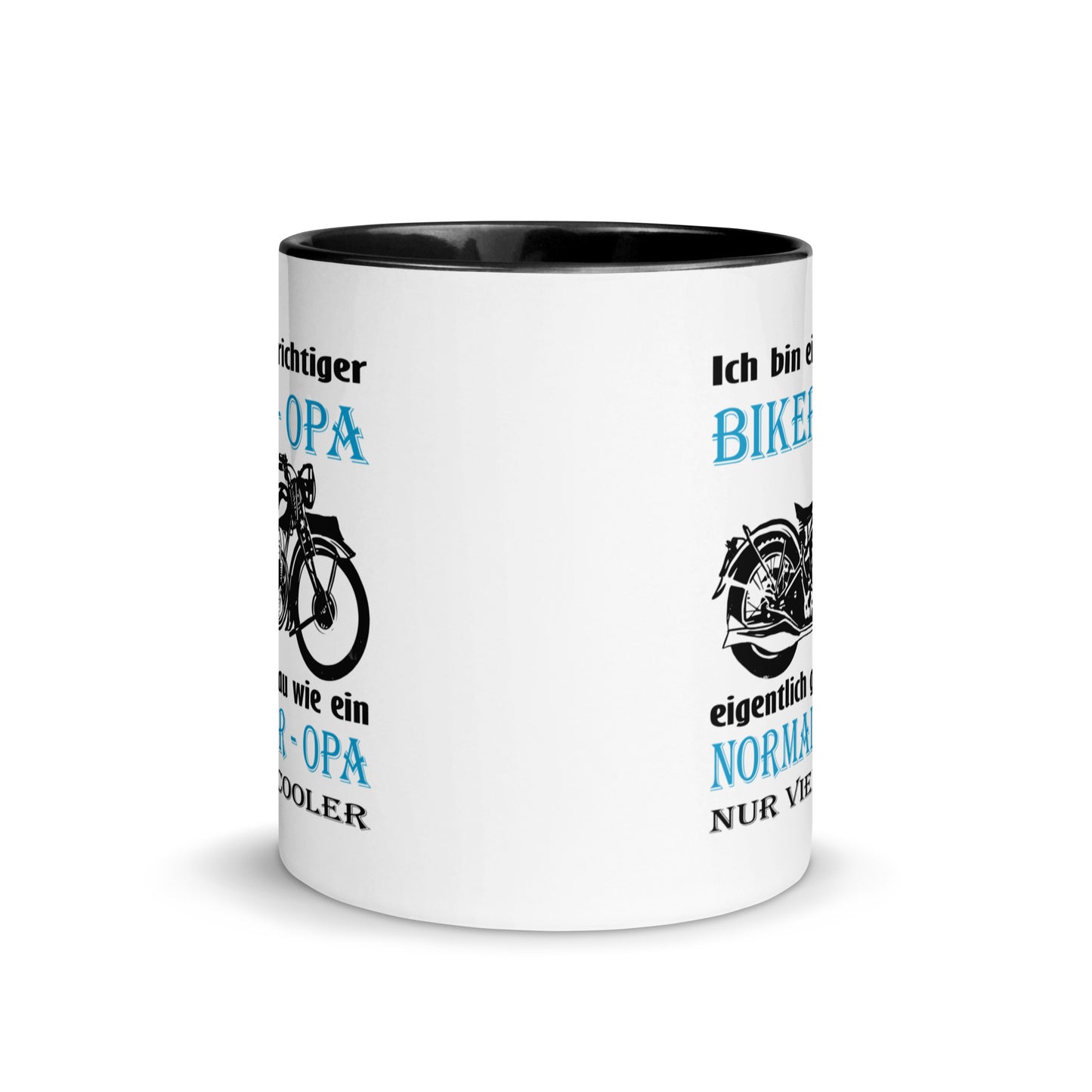 ich bin ein richtiger biker-opa, eigentlich genau wie ein normaler opa nur viel cooler - tasse mit farbiger innenseite