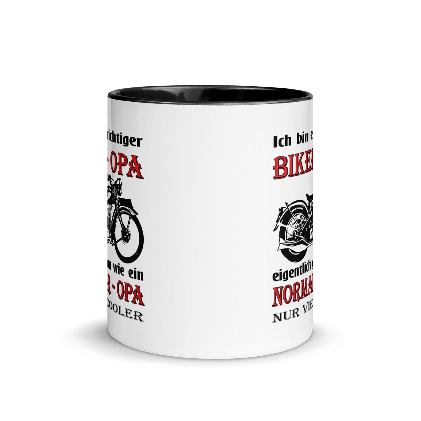 ich bin ein richtiger biker-opa, eigentlich genau wie ein normaler opa nur viel cooler - tasse mit farbiger innenseite