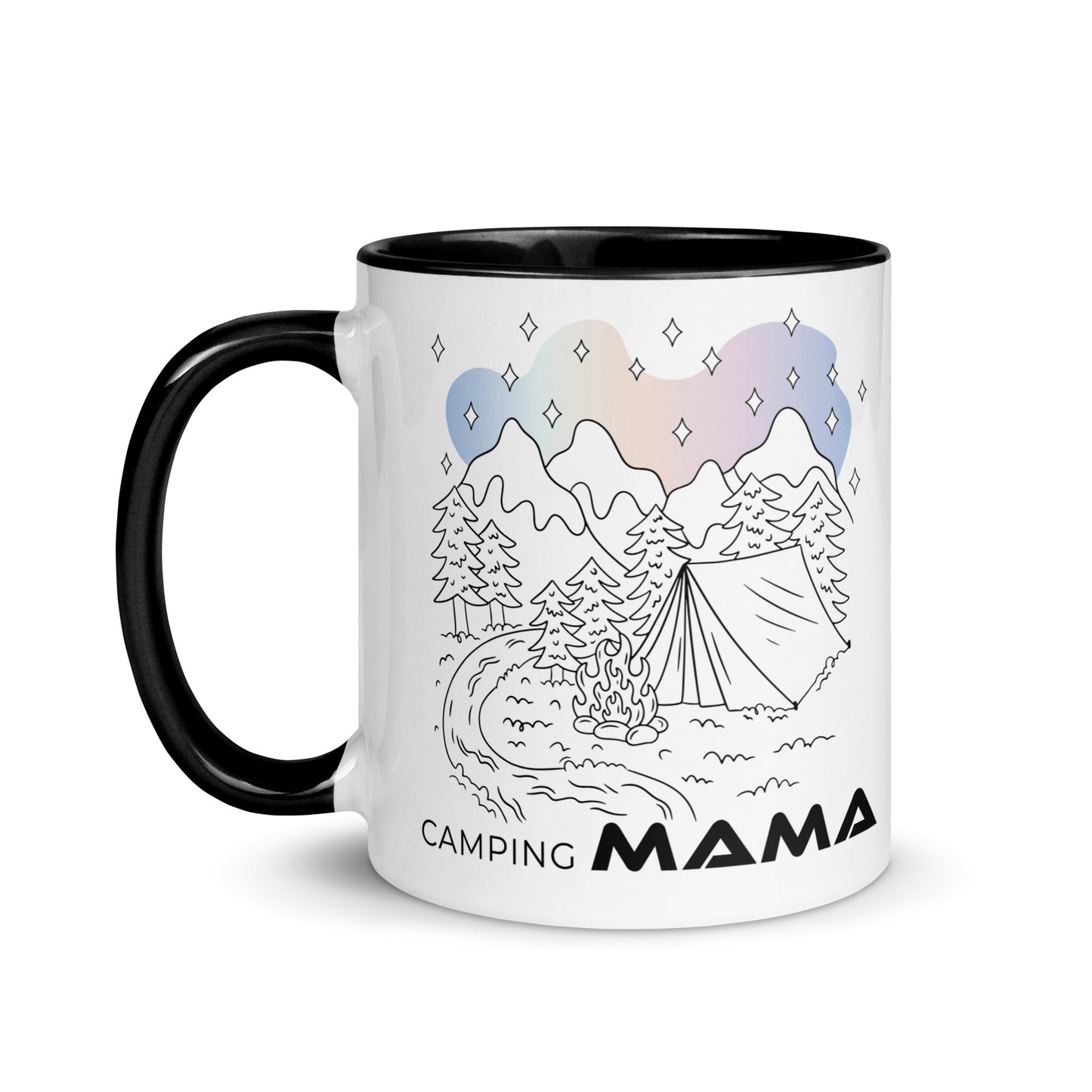 camping mama - tasse mit farbiger innenseite