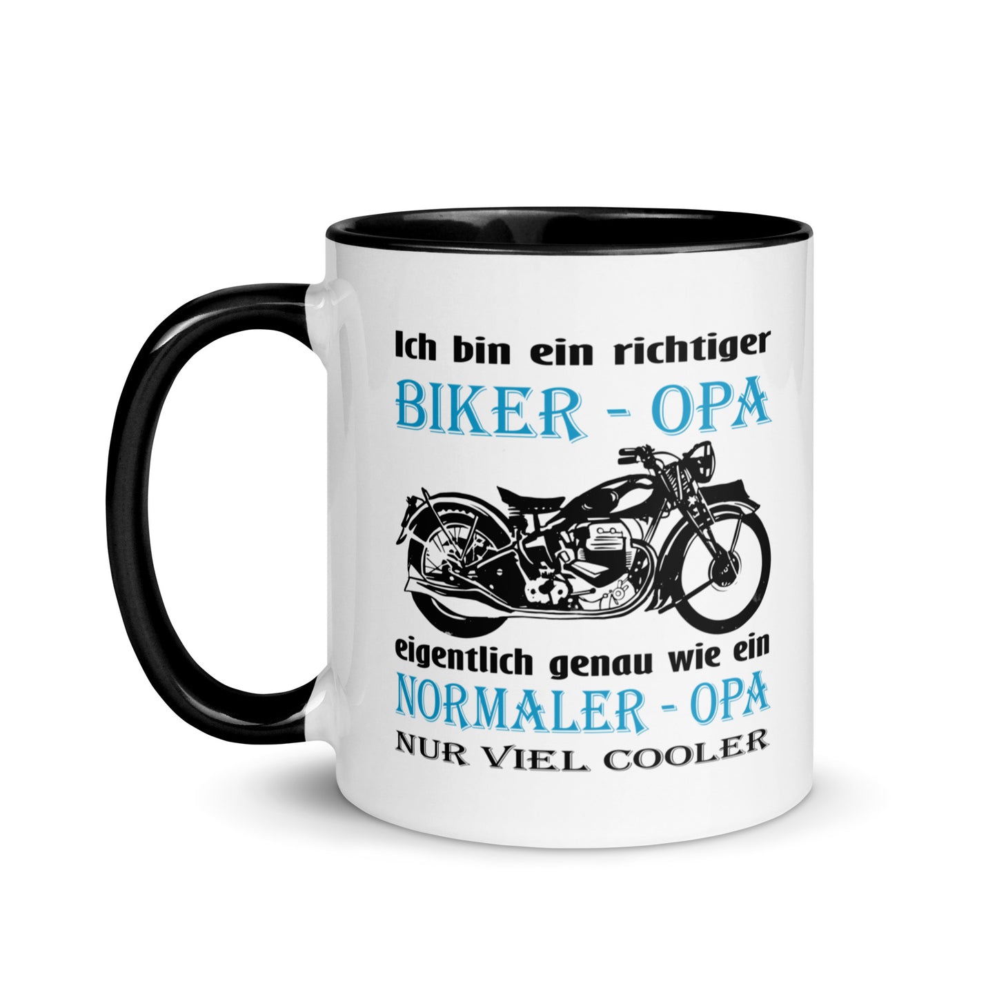 ich bin ein richtiger biker-opa, eigentlich genau wie ein normaler opa nur viel cooler - tasse mit farbiger innenseite