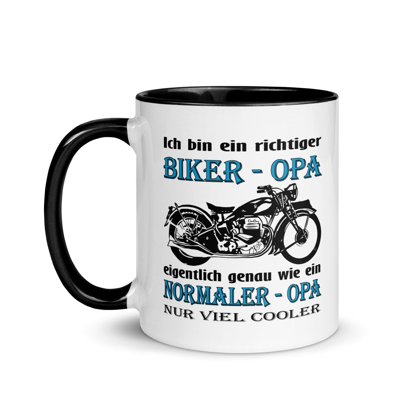 ich bin ein richtiger biker-opa, eigentlich genau wie ein normaler opa nur viel cooler - tasse mit farbiger innenseite