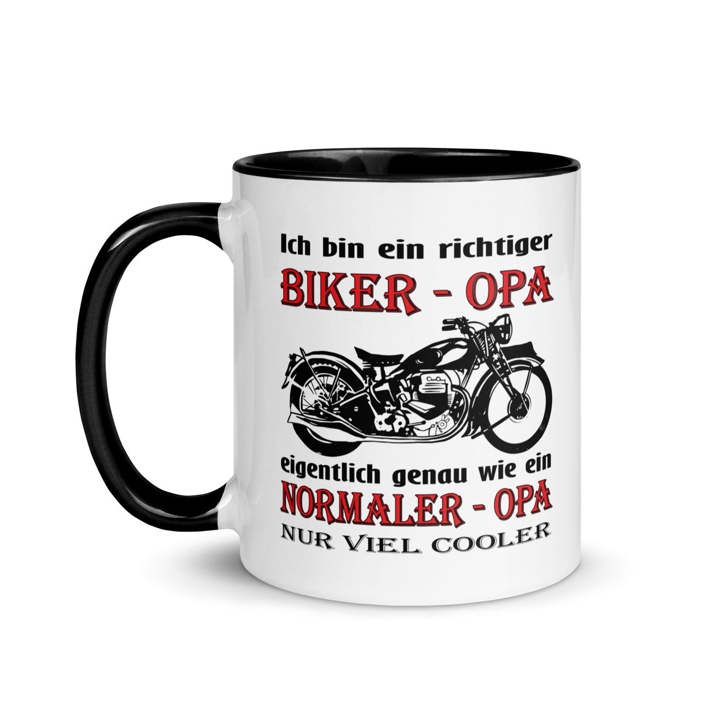 ich bin ein richtiger biker-opa, eigentlich genau wie ein normaler opa nur viel cooler - tasse mit farbiger innenseite