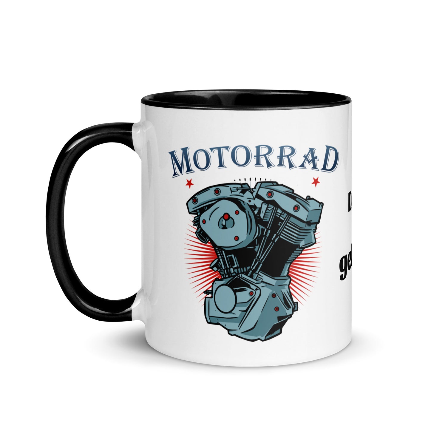 motorrad - dafür bin ich geboren - tasse mit farbiger innenseite