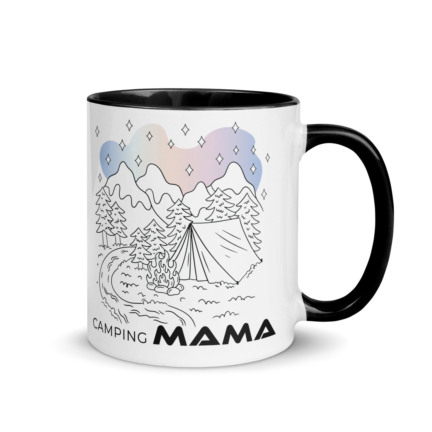 camping mama - tasse mit farbiger innenseite