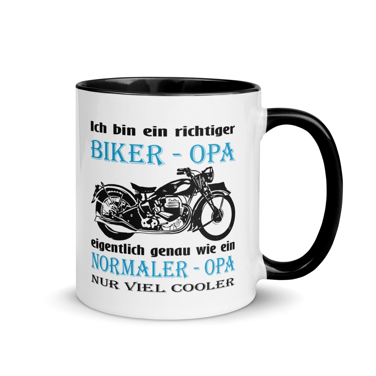 ich bin ein richtiger biker-opa, eigentlich genau wie ein normaler opa nur viel cooler - tasse mit farbiger innenseite