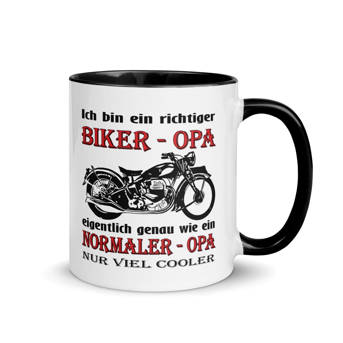 ich bin ein richtiger biker-opa, eigentlich genau wie ein normaler opa nur viel cooler - tasse mit farbiger innenseite