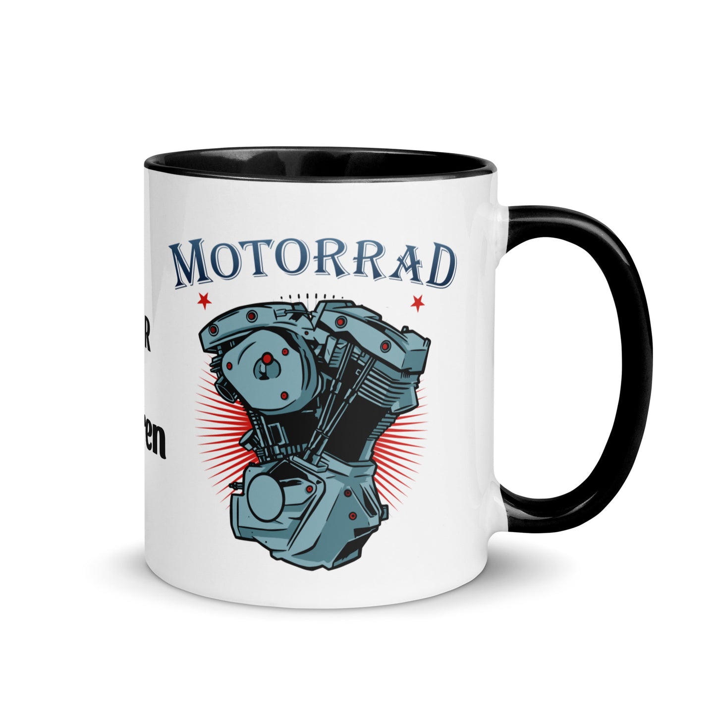 motorrad - dafür bin ich geboren - tasse mit farbiger innenseite