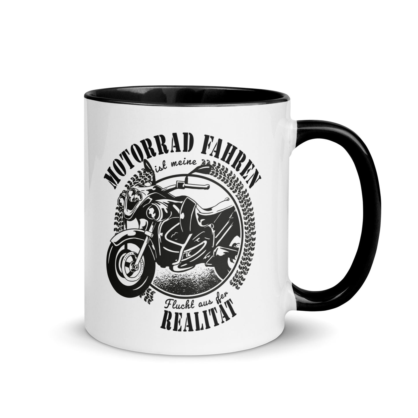 motorrad fahren ist meine flucht aus der realität - tasse mit farbiger innenseite