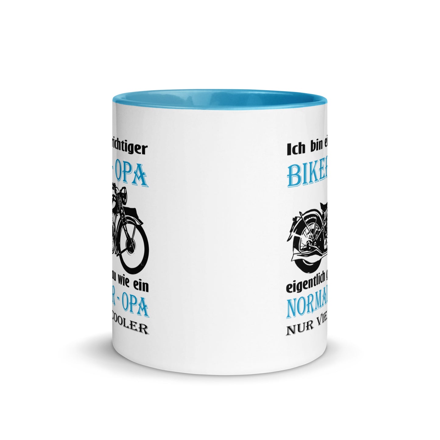 ich bin ein richtiger biker-opa, eigentlich genau wie ein normaler opa nur viel cooler - tasse mit farbiger innenseite