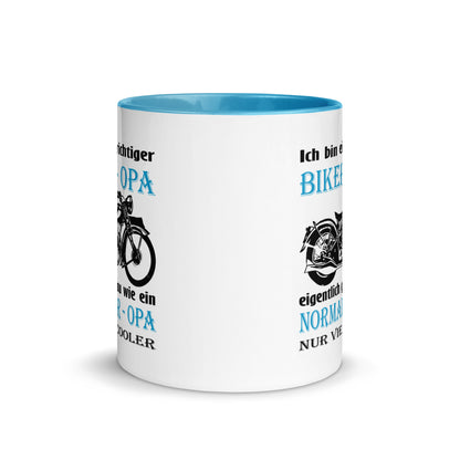 Ich Bin Ein Richtiger Biker-Opa, Eigentlich Genau Wie Ein Normaler Opa Nur Viel Cooler - Tasse mit farbiger Innenseite