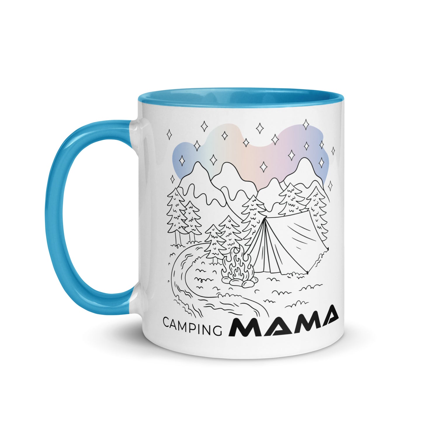 camping mama - tasse mit farbiger innenseite