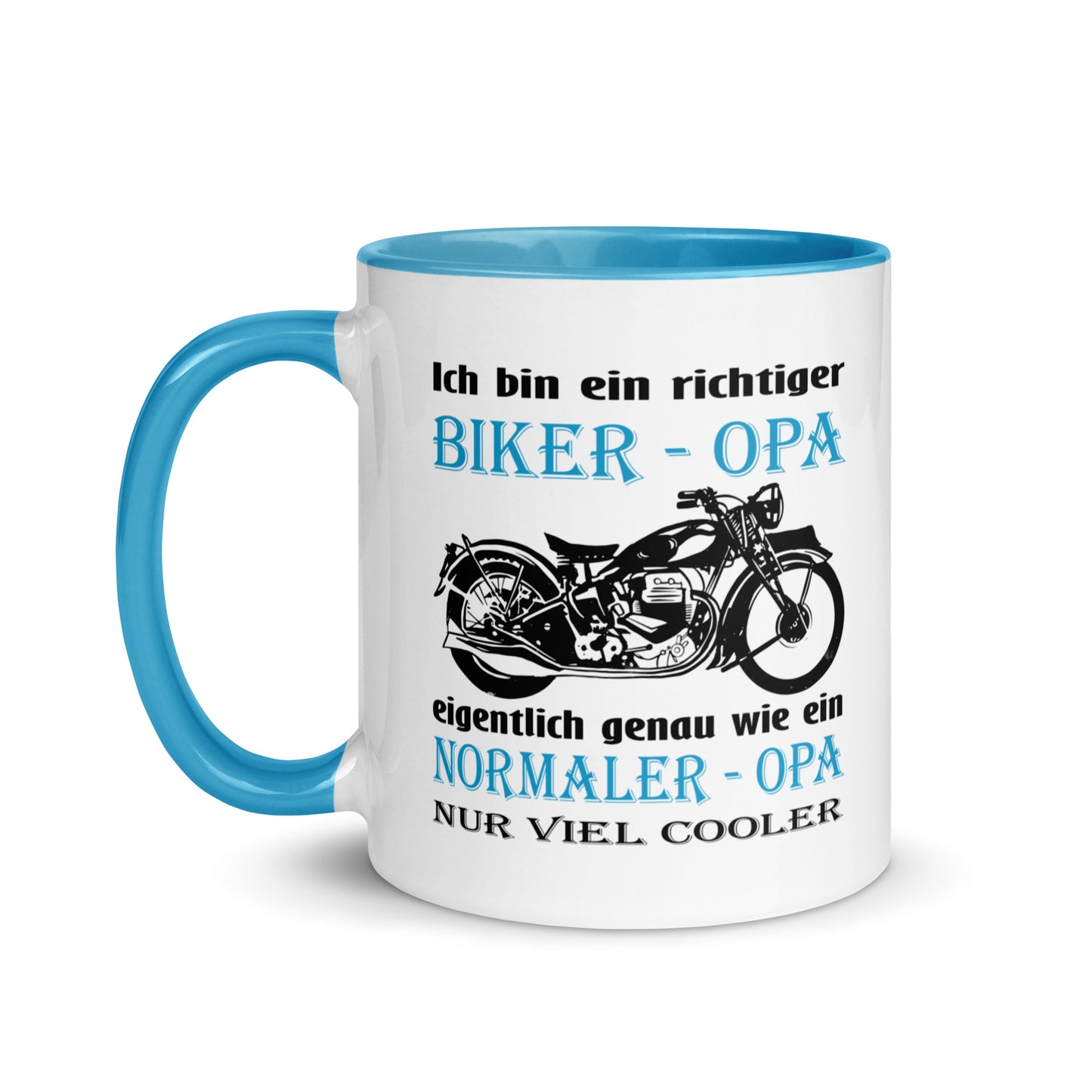 ich bin ein richtiger biker-opa, eigentlich genau wie ein normaler opa nur viel cooler - tasse mit farbiger innenseite