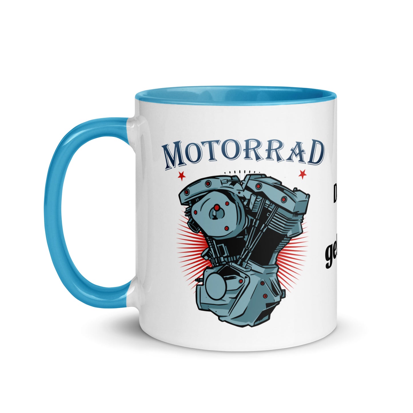 motorrad - dafür bin ich geboren - tasse mit farbiger innenseite