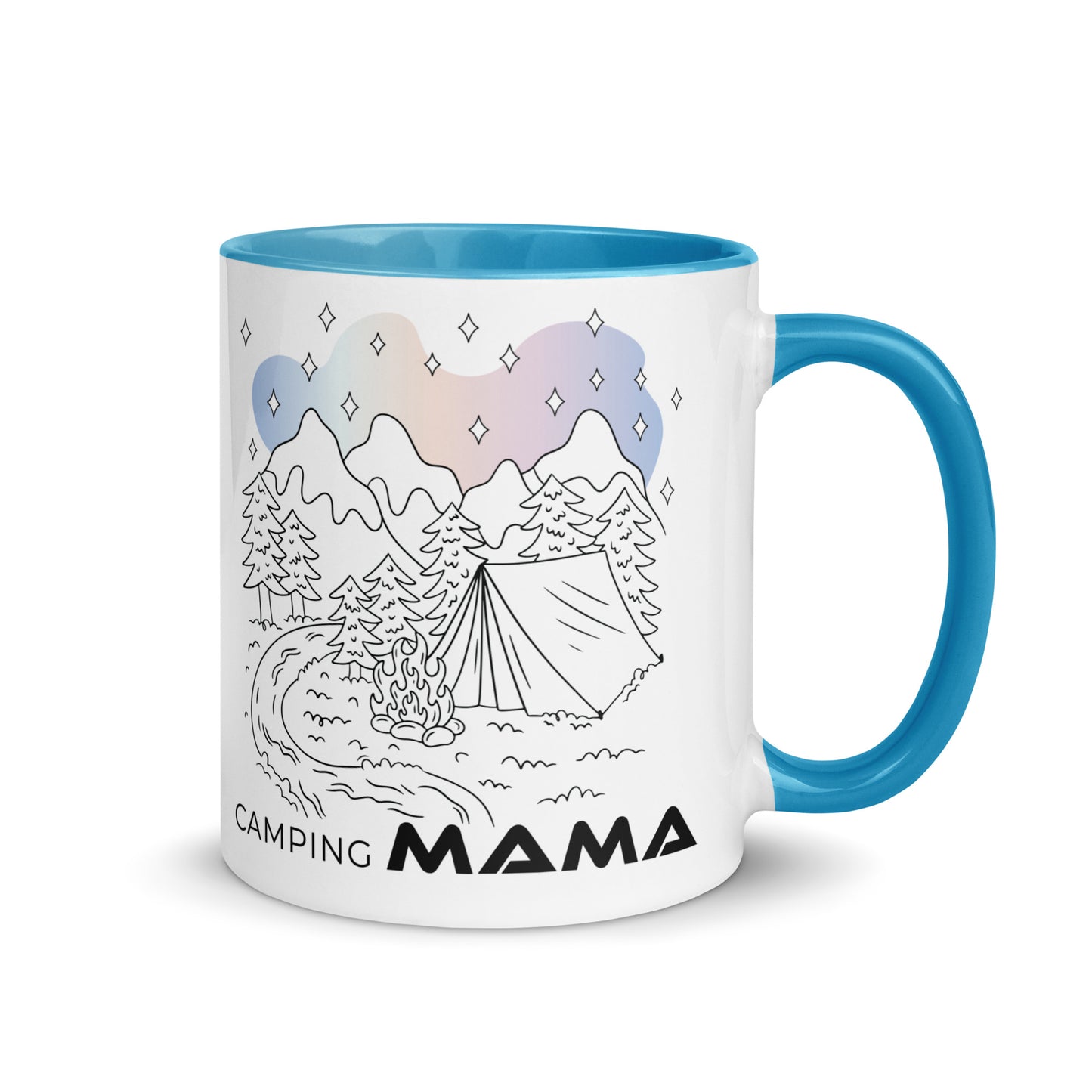 camping mama - tasse mit farbiger innenseite