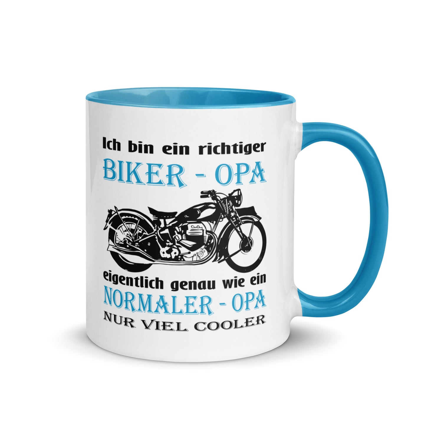 ich bin ein richtiger biker-opa, eigentlich genau wie ein normaler opa nur viel cooler - tasse mit farbiger innenseite