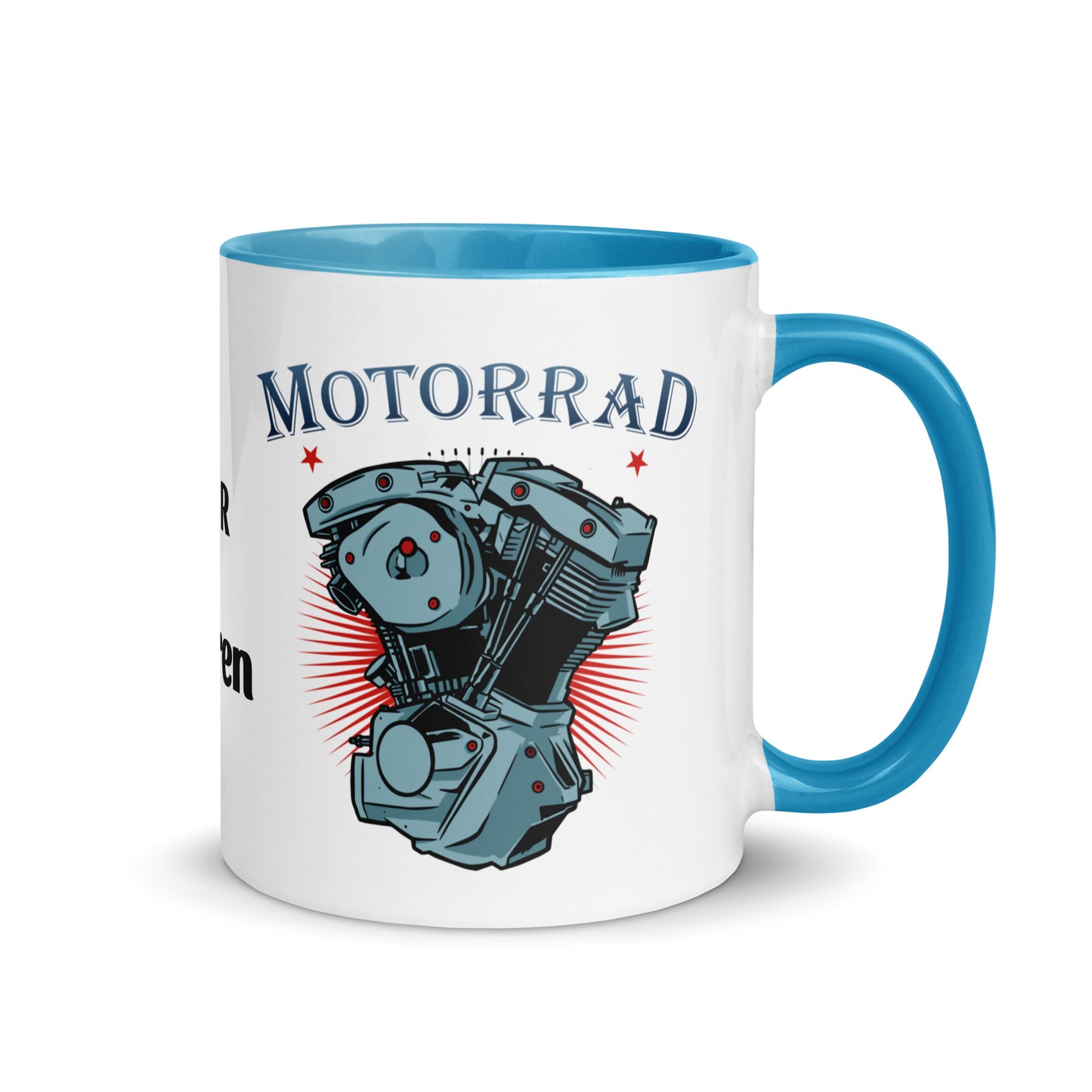 motorrad - dafür bin ich geboren - tasse mit farbiger innenseite